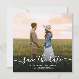 Elegant Typography Script Modern One Photo Wedding Save The Date