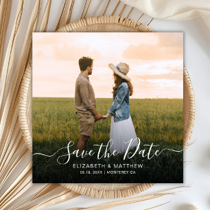 Elegant Typography Script Modern One Photo Wedding Save The Date