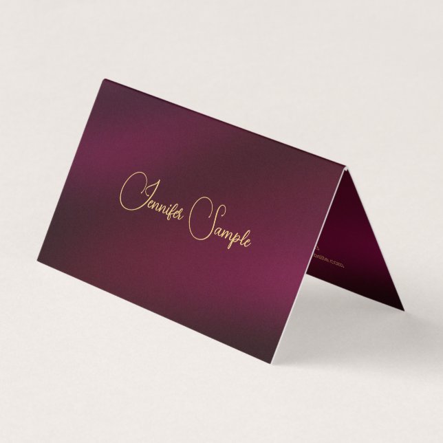 Elegant Typography Script Template Tent Fold Business Card (Front)