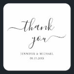 Elegant Typography Script Thank You Modern Simple Square Sticker<br><div class="desc">Elegant Modern Simple Your Custom Text Thank You Template Typography Script Classic Square Sticker.</div>