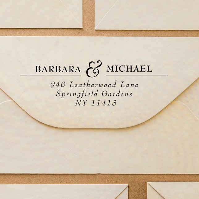 Elegant Typography Simple Chic Wedding Address Rubber Stamp (Creator Uploaded)