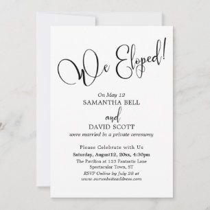Elegant Typography, Simple Modern, "We Eloped!" Invitation