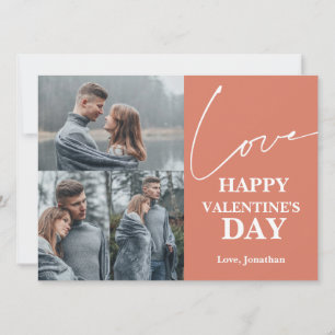 Elegant Typography Valentines day couple 3 photo Holiday Card