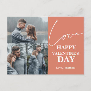 Elegant Typography Valentines day couple 3 photo Holiday Postcard
