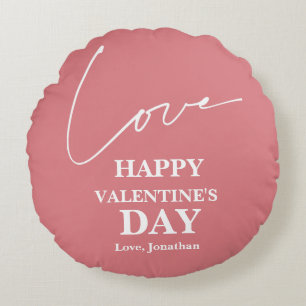 Elegant Typography Valentines day couple Round Cushion