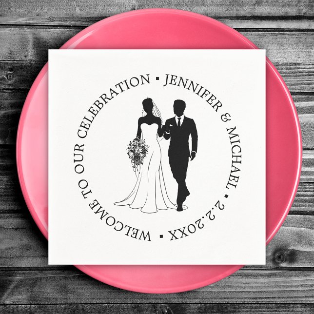 elegant typography wedding couple black white napkin (Creator Uploaded)