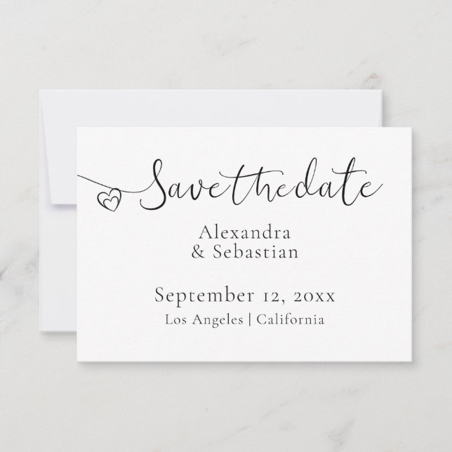 Elegant Typography Wedding Heart Save The Date (Front)