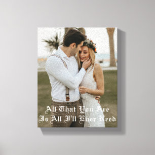 elegant typography wedding photo anniversary canvas print