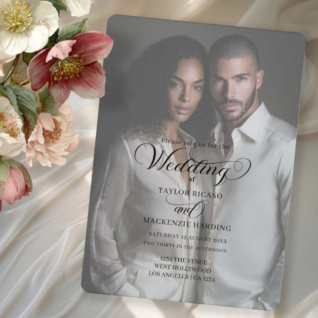 Elegant Typography Wedding Photo Template (Stunning simple wedding invitation with elegant typography by Ricaso. Add photo and text)
