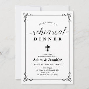 Elegant Typography Wedding Rehearsal Dinner Card
