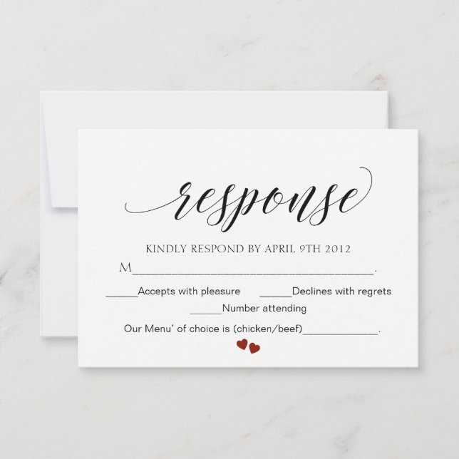 Elegant Typography Wedding Response Card Script RS (Front)
