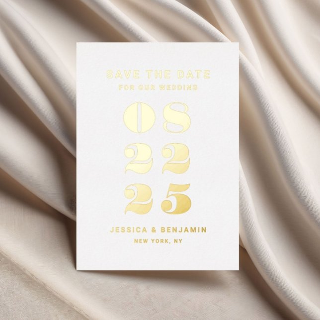 Elegant Typography Wedding Save The Date Gold (Elegant Typography Wedding Save The Date Gold Foil Invitation)
