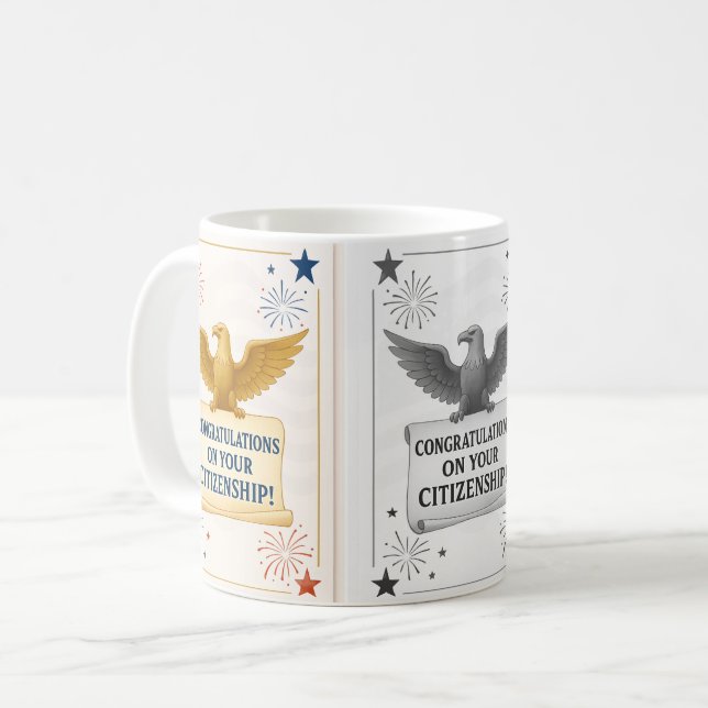 Elegant U.S. Citizenship Congratulations mugs (Front Left)