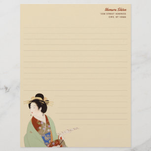 Elegant Uemura Shōen Japanese woman Stationery Custom Letterhead
