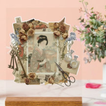 Elegant Ukiyoe Collage Art – Vintage JP Beauty