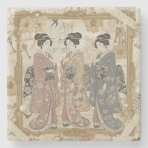 Elegant Ukiyoe Collage Art – Vintage JP Beauty Sti