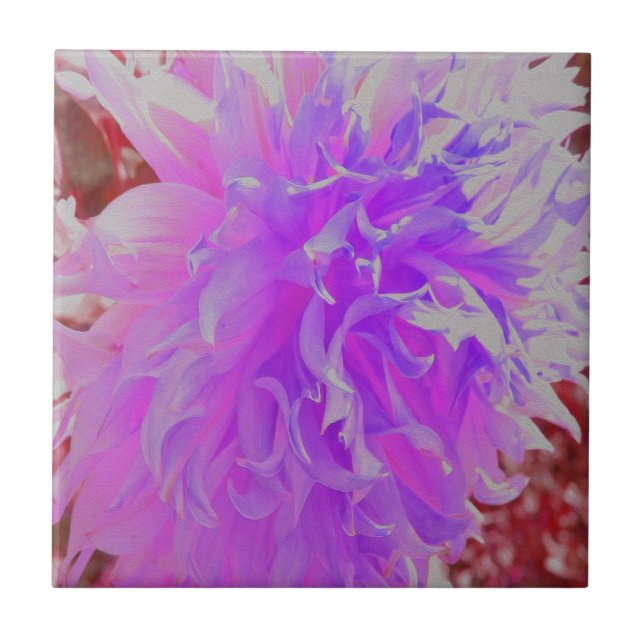 Elegant Ultra-Violet Decorative Dahlia Flower Tile (Front)