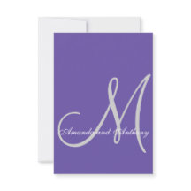 Elegant Ultra Violet Wedding Invitation Initial