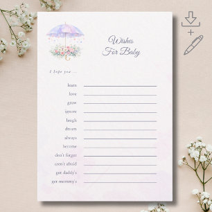 Elegant Umbrella Baby Shower Wishes For Baby Card