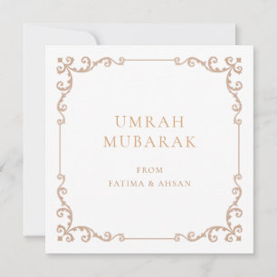 Elegant Umrah Mubarak Rustic Brown Greeting Card