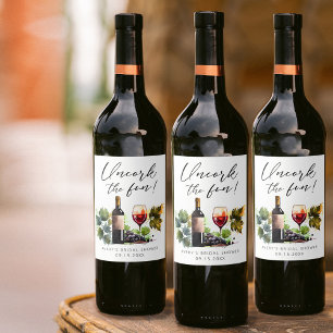 Elegant Uncork The Fun Wine Bridal Shower Wine Label