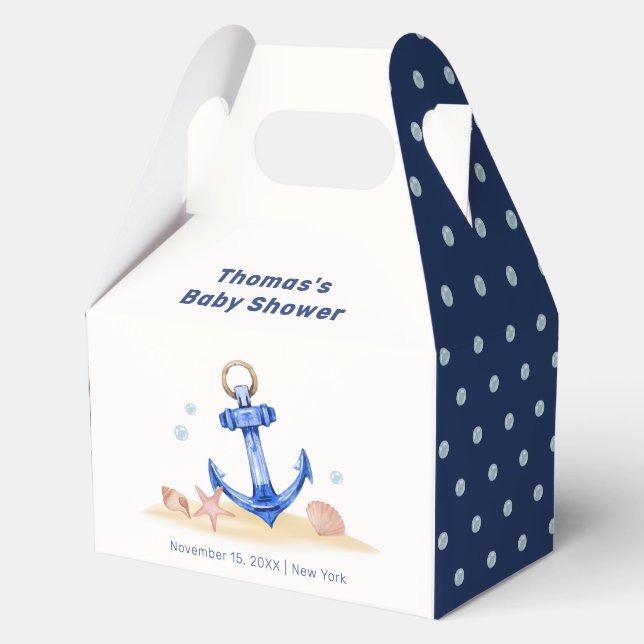Elegant Under Sea Nautical Anchor Boy Baby Shower  Favour Box (Front)
