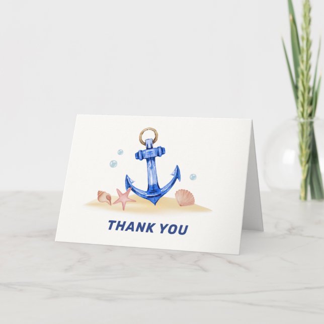 Elegant Under Sea Nautical Anchor Boy Baby Shower  Thank You Card (Front)