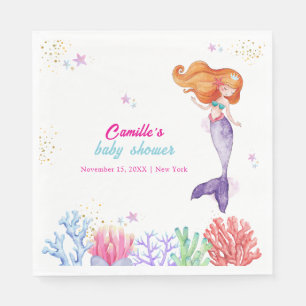 Elegant Under The Sea Mermaid Coral Baby Shower Napkin