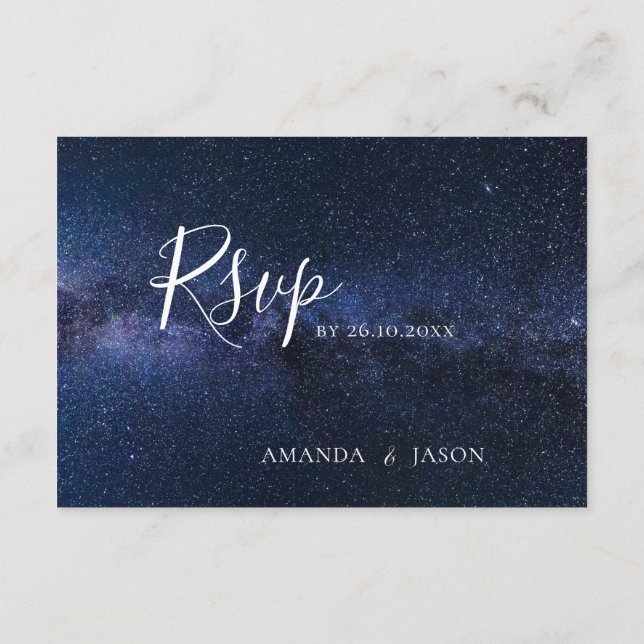 Elegant Under The Stars Night Sky Wedding Details Enclosure Card (Back)