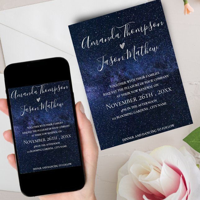 Elegant UNDER THE STARS Themed Wedding Vow Renewal Invitation (Elegant UNDER THE STARS Themed Wedding Vow Renewal Invitation)