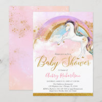 Elegant unicorn baby shower girl pastel rainbow