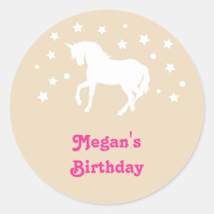 Elegant Unicorn Birthday Favour Sticker