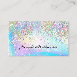 Elegant Unicorn Holographic Glitter Sparkles Business Card