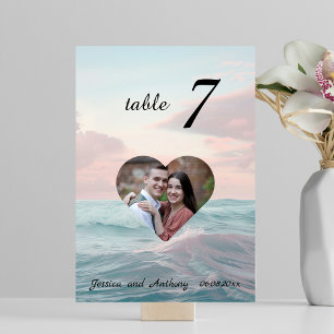 Elegant Unique Beach Photo Wedding Table Number