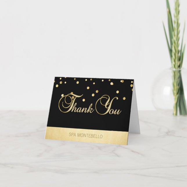 Elegant Unique Black Gold Foil Business Thank You (Front)