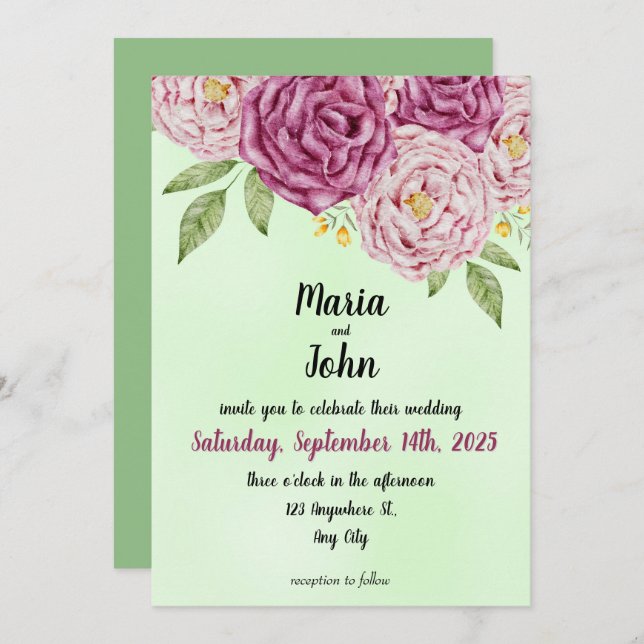 Elegant Unique Chic Romantic Minimalist Classic  Invitation (Front/Back)