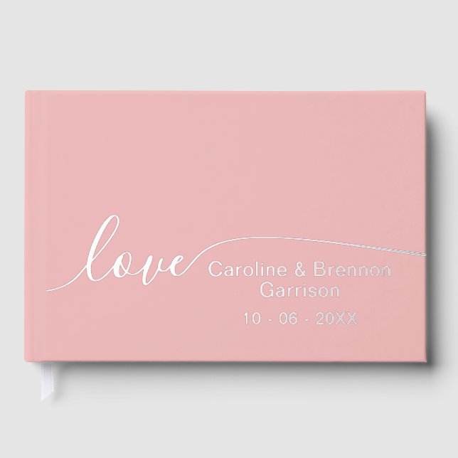 Elegant Unique Couple Names Love Text Gold Guest Book (Front)