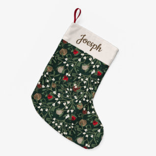 Elegant Unique Festive Green Mistletoe Botanical  Small Christmas Stocking