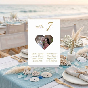 Elegant Unique Gold Photo Wedding Seating Chart Table Number