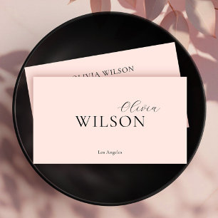 Elegant Unique Minimalist Typography Blush Pink Business Card
