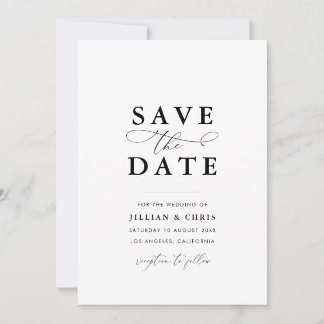 Elegant Unique Photo save the date card (Front)