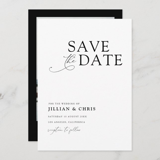 Elegant Unique Photo wedding Invitation (Front/Back)