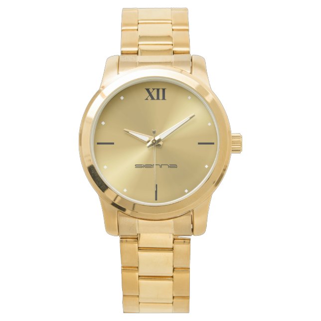 Elegant Unisex Oversized Gold Bracelet Wa Watch (Front)