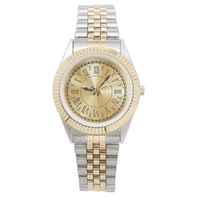 Elegant Unisex Oversized Two-Tone  Watch (Front)
