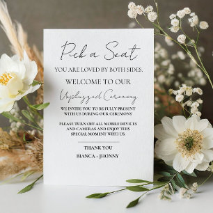 Elegant Unplugged Ceremony Wedding Welcome Sign