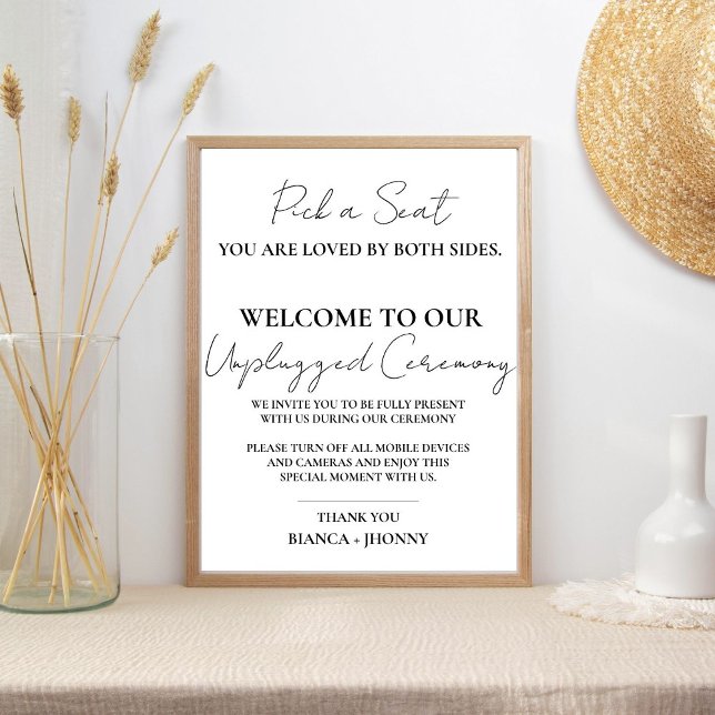 Elegant Unplugged Ceremony Wedding Welcome Sign (Creator Uploaded)