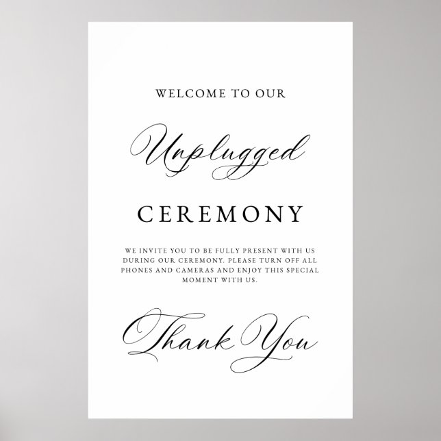 Elegant Unplugged Wedding Ceremony Sign | Modern  (Front)