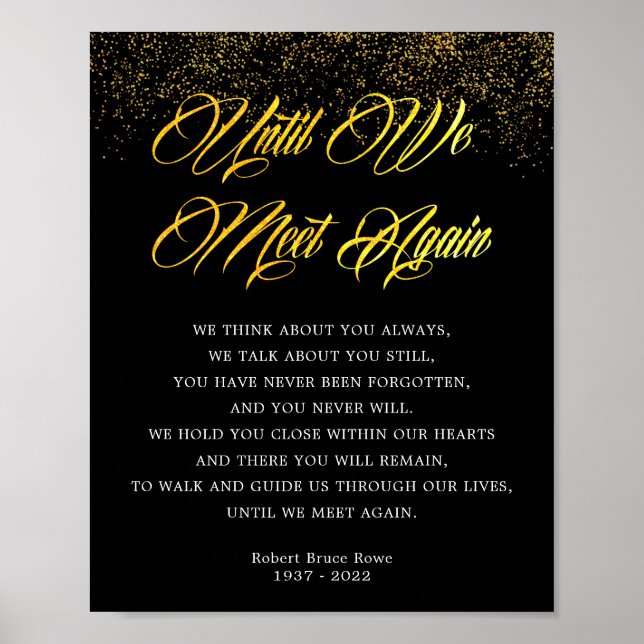 Elegant Until We Meet Again Funeral Poem Sign (Front)