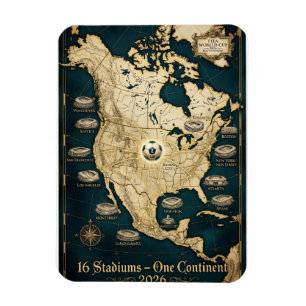 Elegant USA Mexico Canada Host Cities Fine Art Magnet