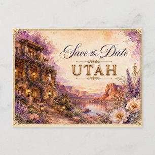 Elegant Utah Save the Date Wedding Invitation Postcard
